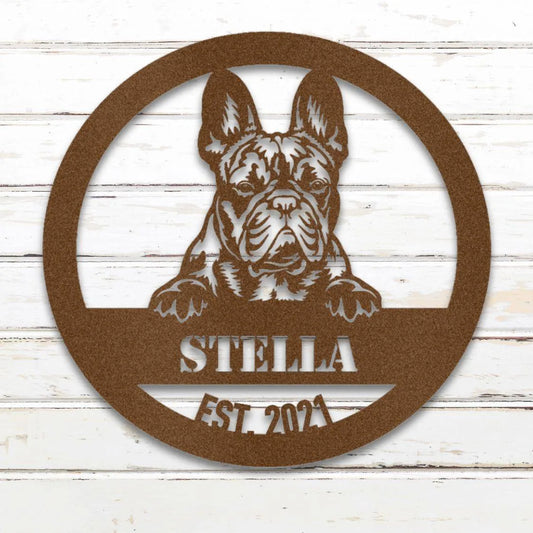 French Bulldog Personalized Metal Sign - Custom Dog Wall Art Silhouette in Copper - Custom Dog Wall Art