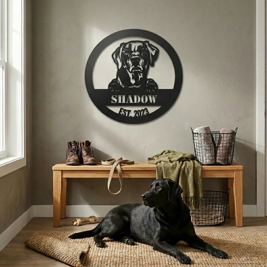 Labrador Retriever Personalized Metal Sign - Custom Dog Wall Art Silhouette in - Custom Dog Wall Art