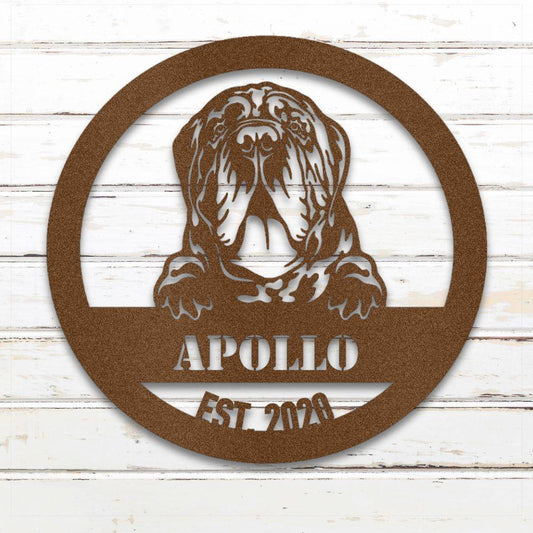 Personalized Neapolitan Mastiff Metal Wall Art – Custom Dog Name Sign Copper | Barkhaus Metal Company