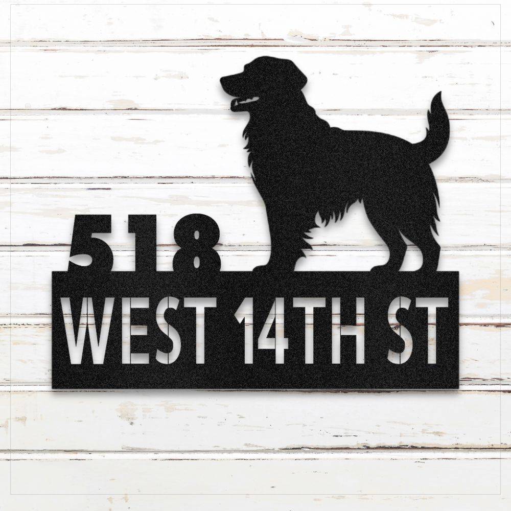 Personalized Golden Retriever Address Sign