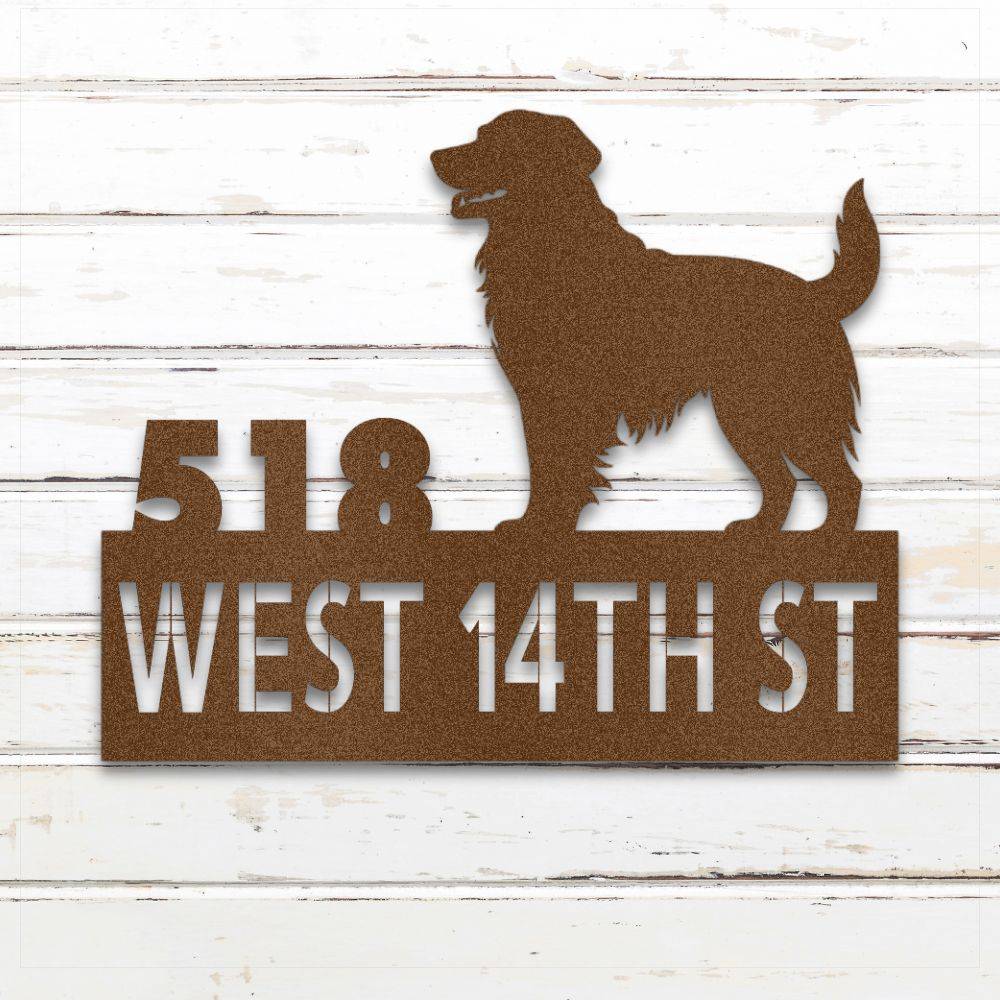 Personalized Golden Retriever Address Sign