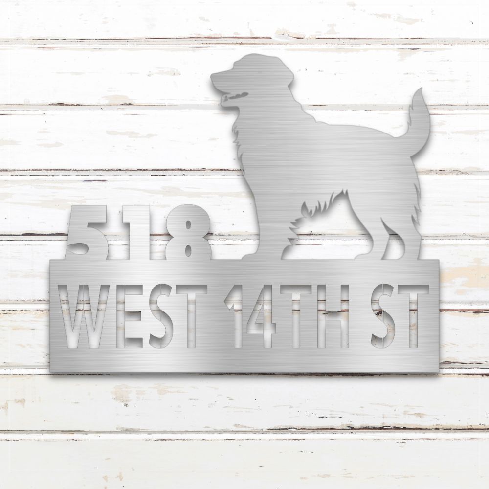 Personalized Golden Retriever Address Sign