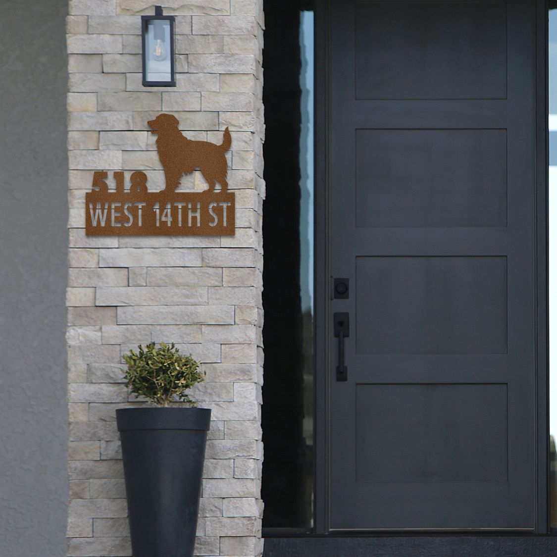 Personalized Golden Retriever Address Sign | Barkhaus Metal Company