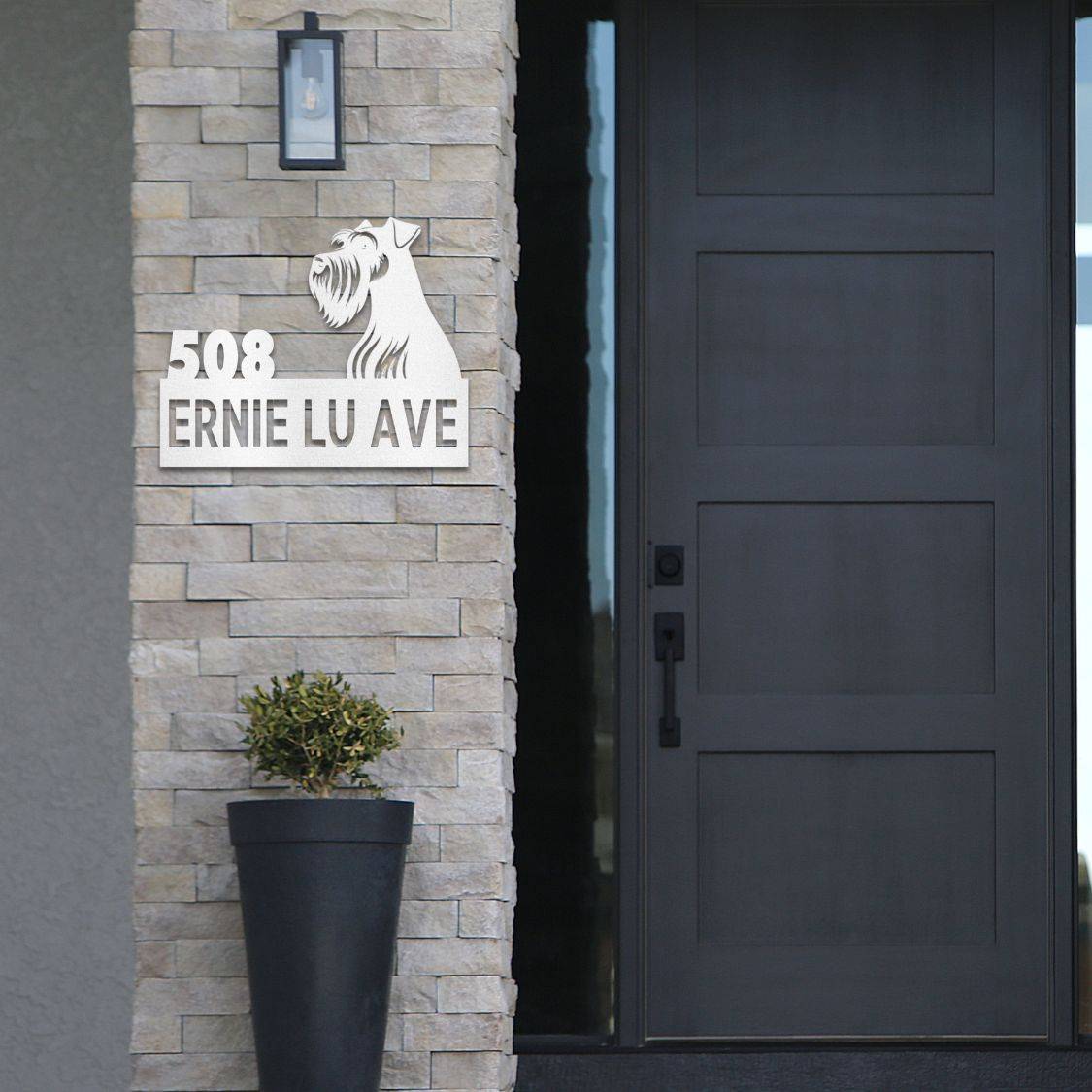 Personalized Miniature Schnauzer Address Sign | Barkhaus Metal Company