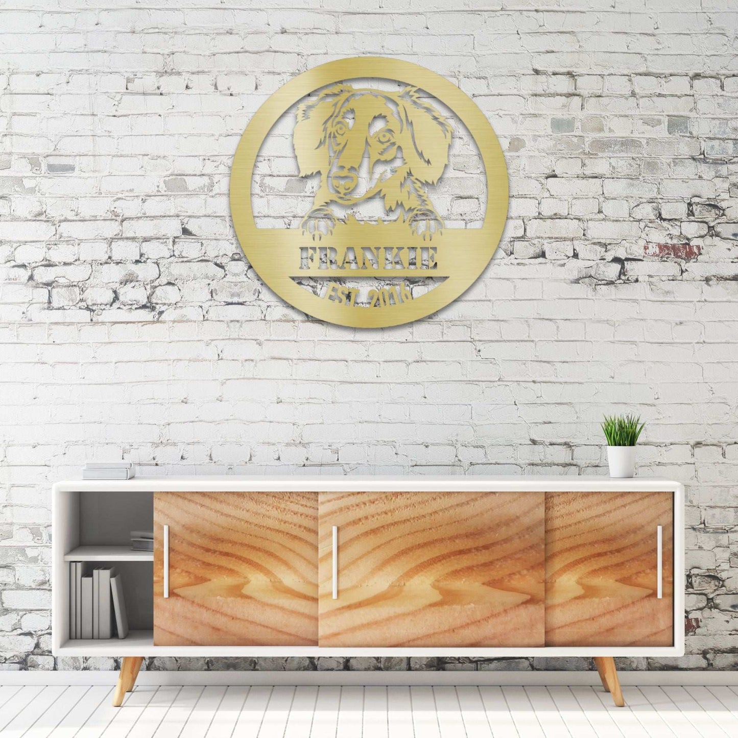Personalized Long-Haired Dachshund Metal Wall Art – Custom Dog Name Sign | Barkhaus Metal Company