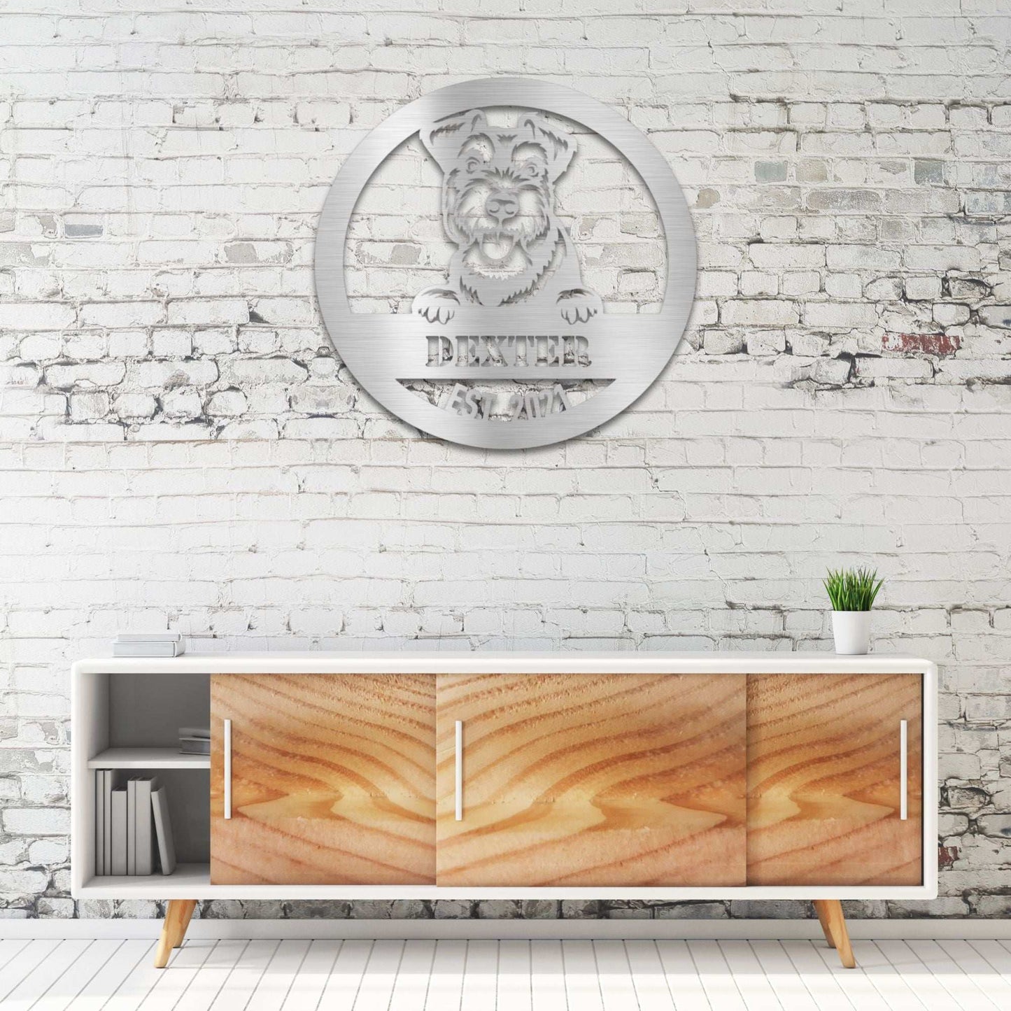 Personalized Miniature Schnauzer Metal Wall Art – Custom Dog Name Sign | Barkhaus Metal Company