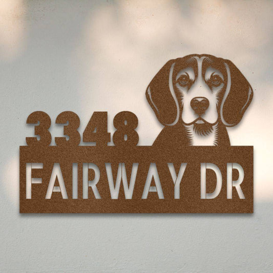 Personalized Beagle Address Sign Copper | Barkhaus Metal Company