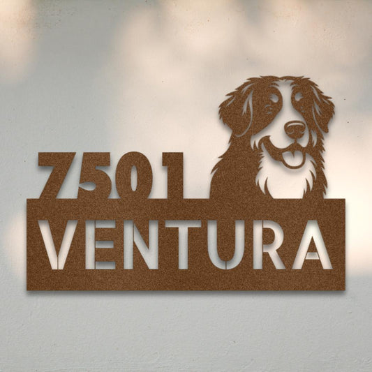 Personalized Bernese Mountain Dog Address Sign Copper | Barkhaus Metal Company