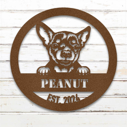 Personalized Chihuahua Metal Wall Art – Custom Dog Name Sign Copper | Barkhaus Metal Company