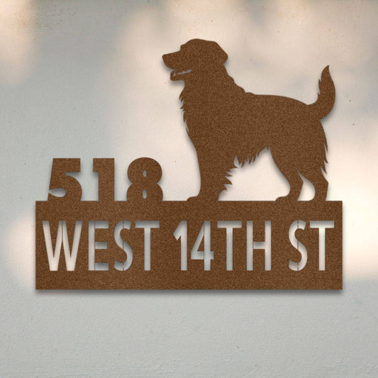 Personalized Golden Retriever Address Sign Copper | Barkhaus Metal Company