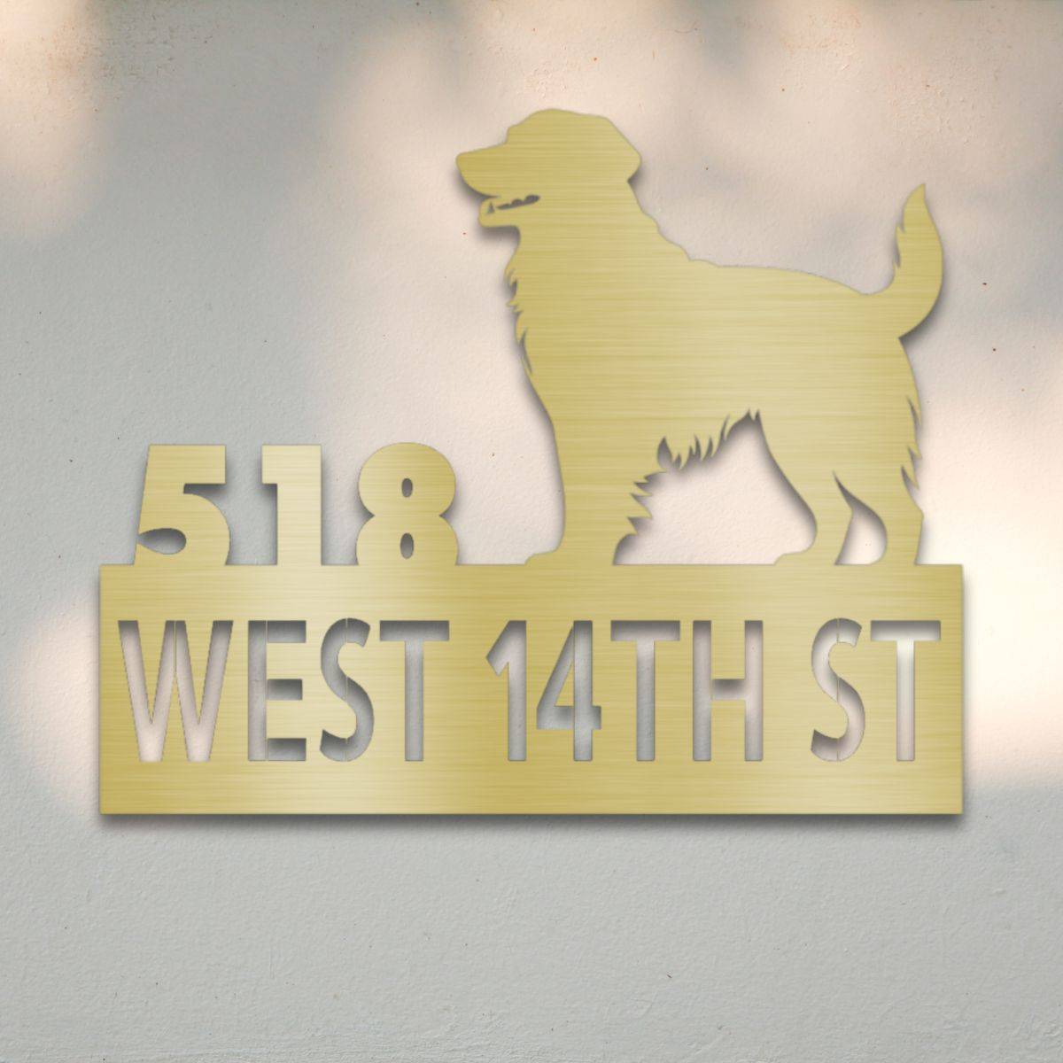 Personalized Golden Retriever Address Sign Gold | Barkhaus Metal Company