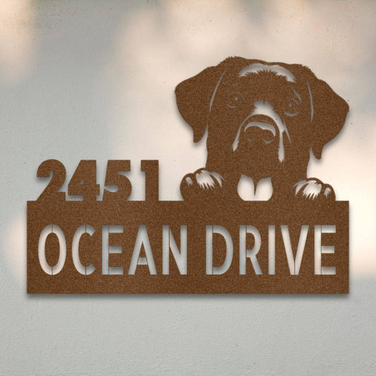 Personalized Labrador Retriever Address Sign Copper | Barkhaus Metal Company