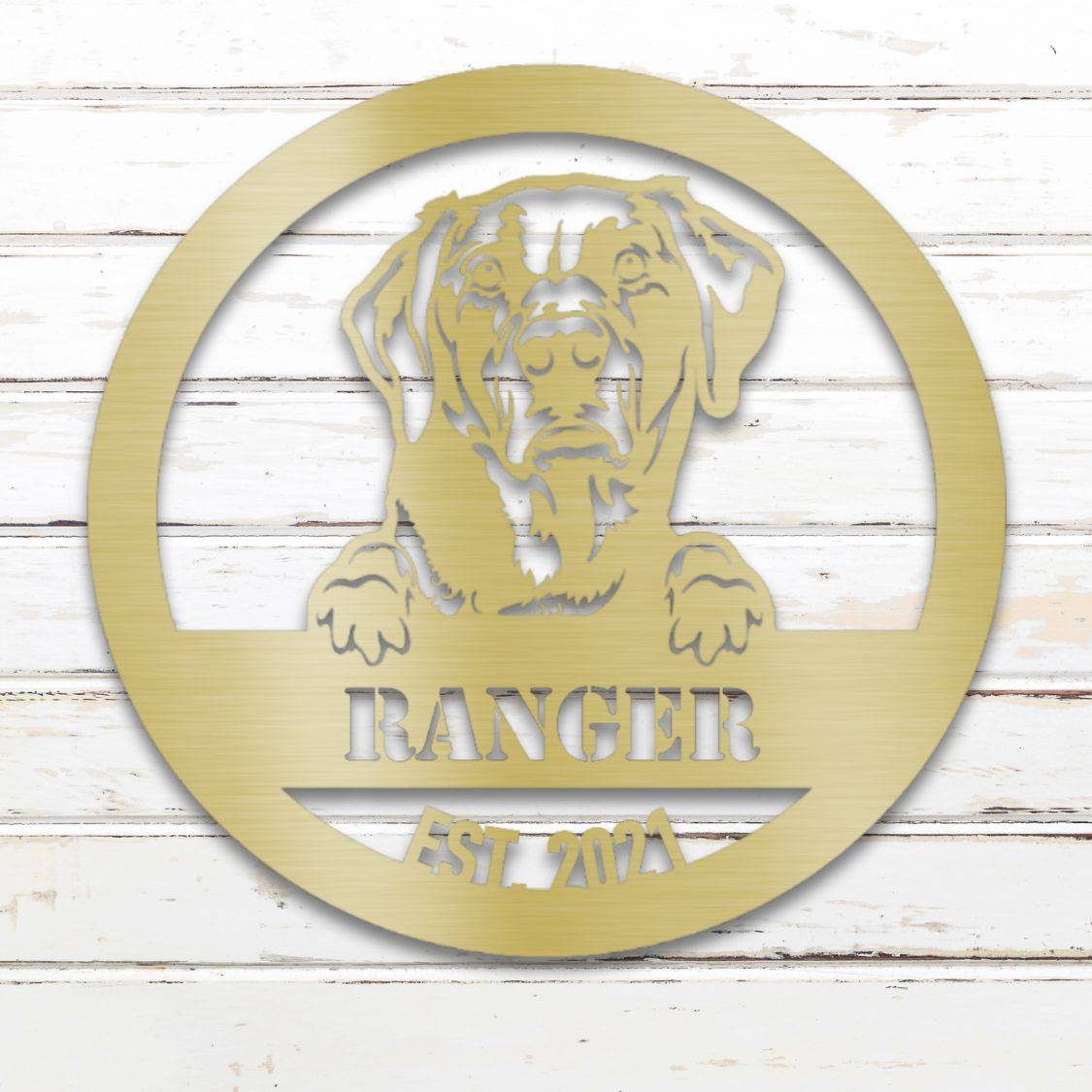 Personalized Labrador Retriever Metal Wall Art – Custom Dog Name Sign Gold | Barkhaus Metal Company
