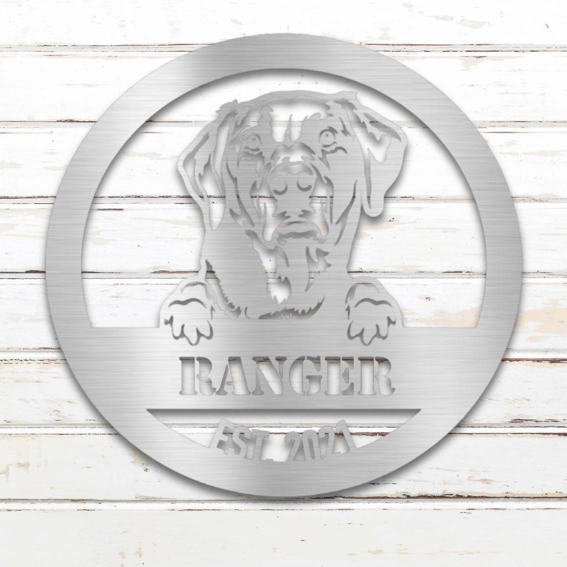 Personalized Labrador Retriever Metal Wall Art – Custom Dog Name Sign Silver | Barkhaus Metal Company