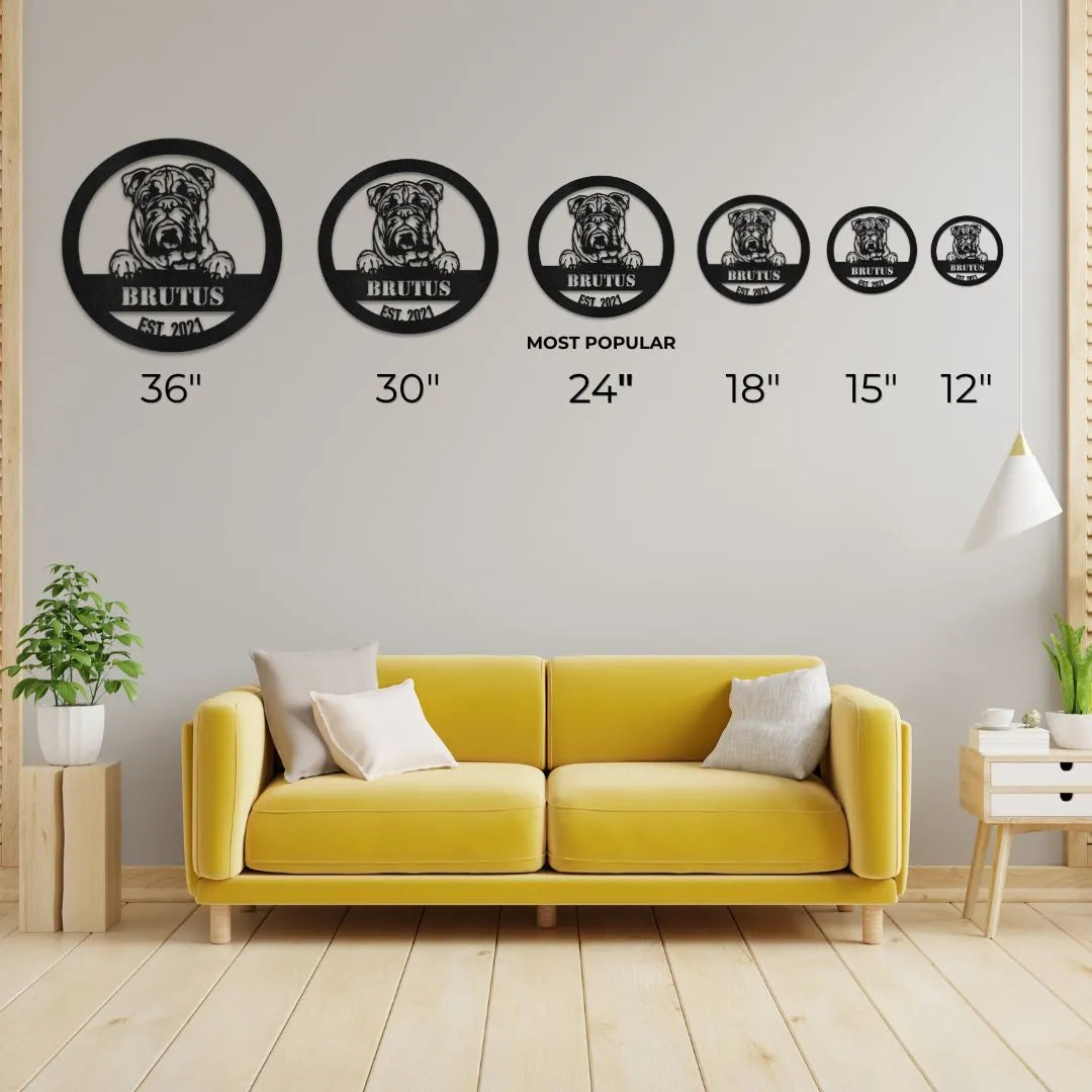 English Bulldog Personalized Metal Sign - Custom Dog Wall Art Silhouette in - Custom Dog Wall Art