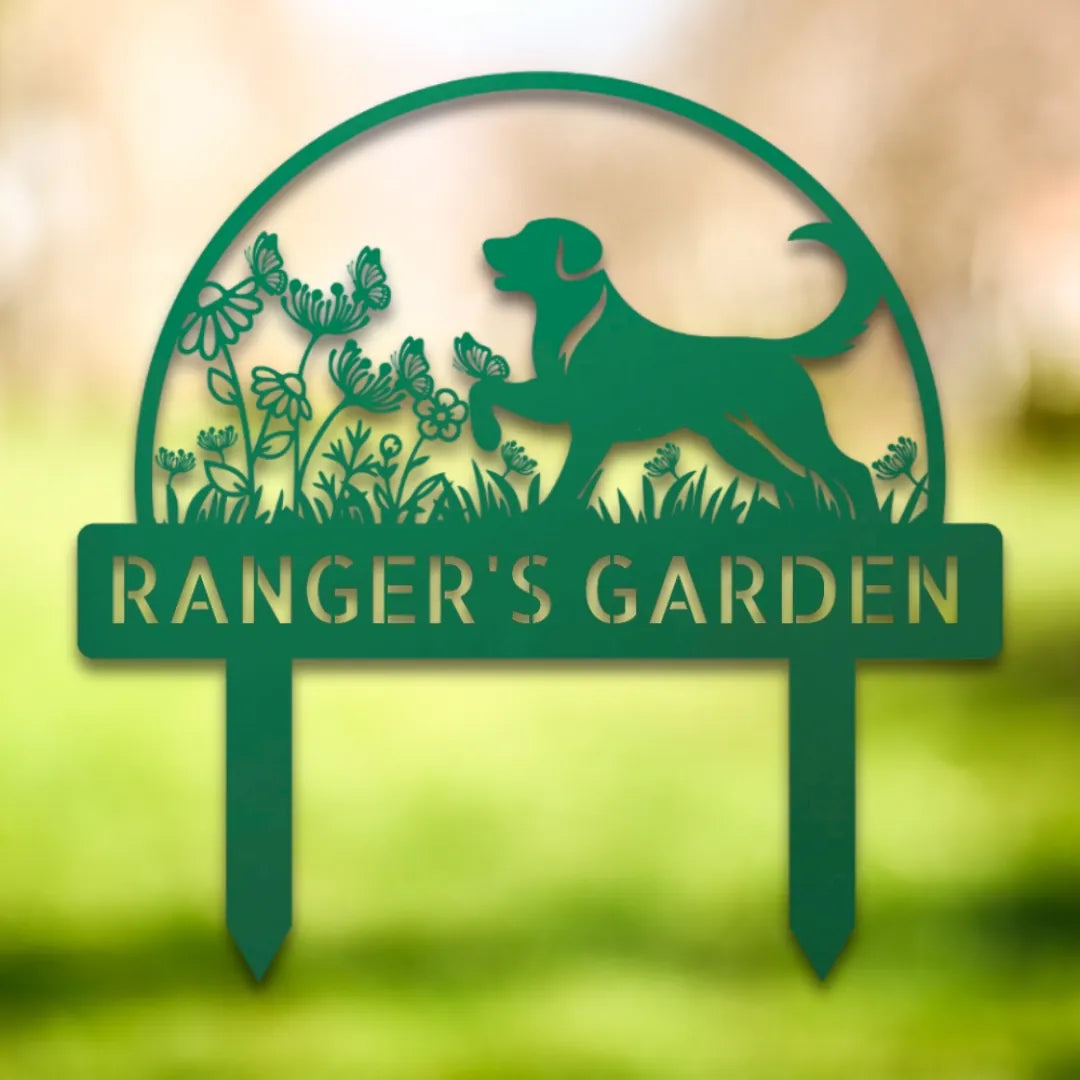 Personalized Yard Stake I Silhouette in Green - Custom Dog Wall Art