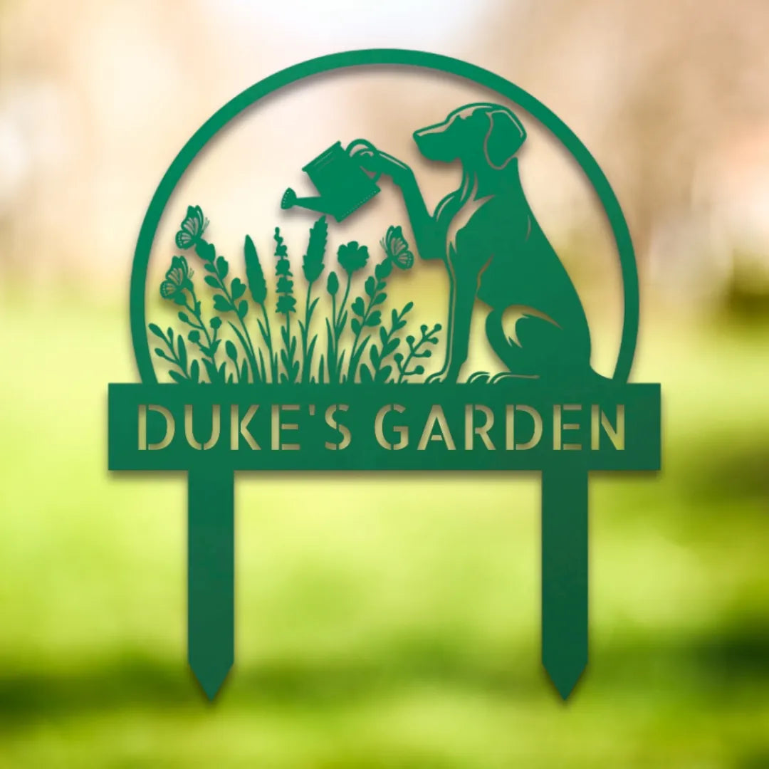 Personalized Yard Stake II Silhouette in Green - Custom Dog Wall Art