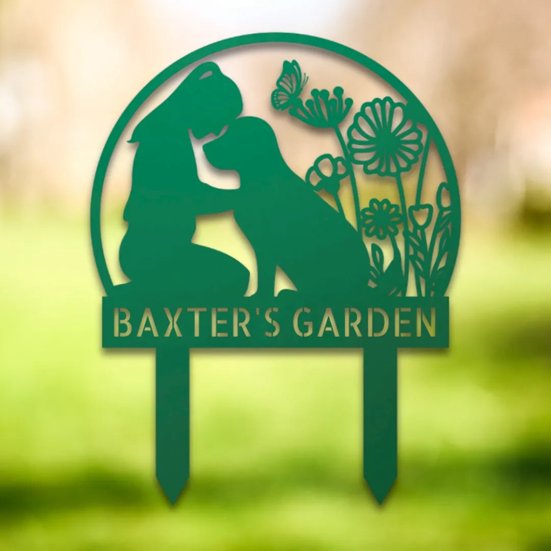 Personalized Yard Stake III Silhouette in Green - Custom Dog Wall Art