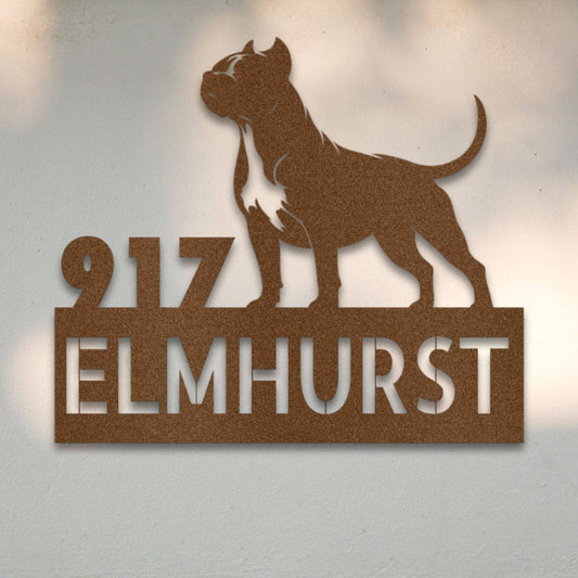 Personalized Pit Bull Terrier Address Sign Copper | Barkhaus Metal Company