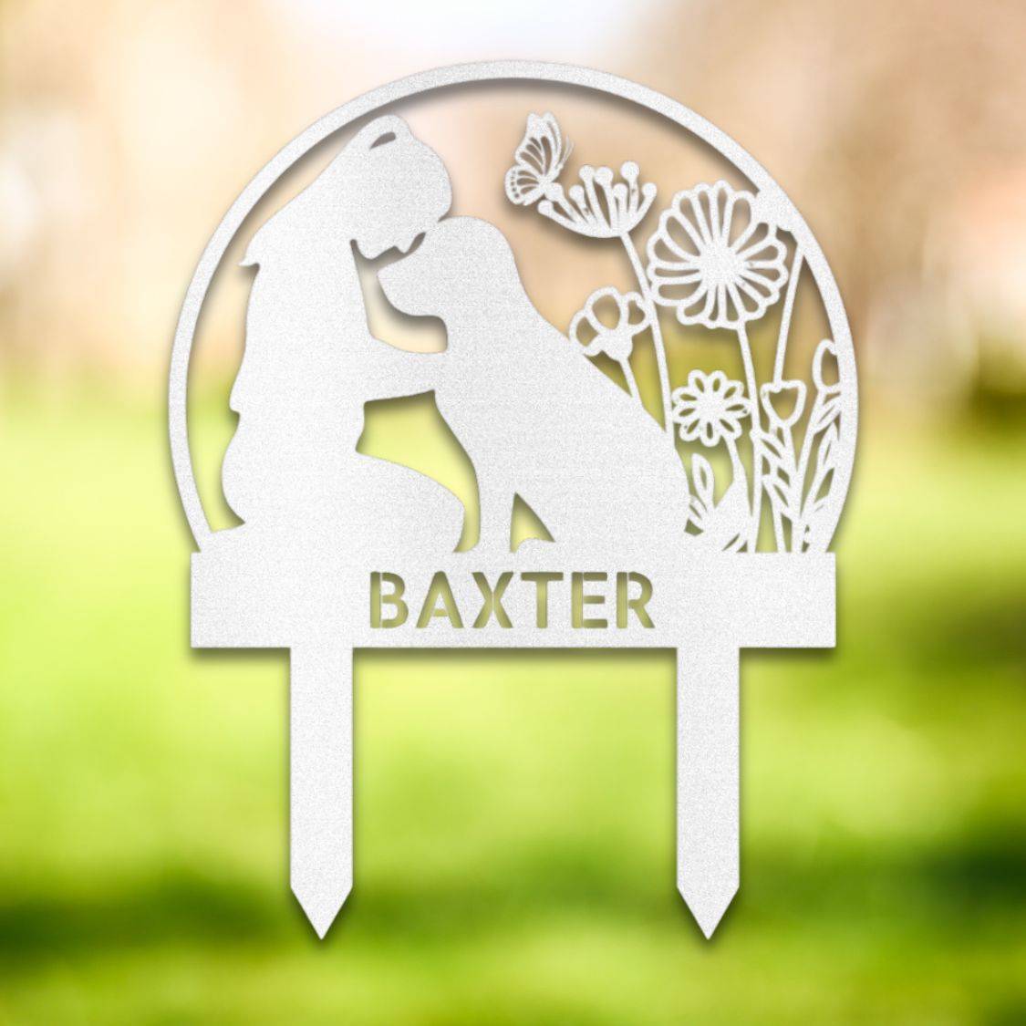 Personalized Yard Stake III White | Barkhaus Metal Company