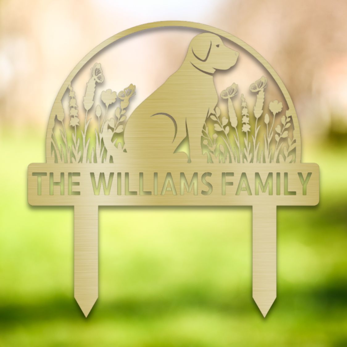 Personalized Yard Stake IV Gold | Barkhaus Metal Company