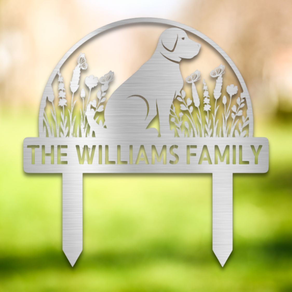 Personalized Yard Stake IV Silver | Barkhaus Metal Company