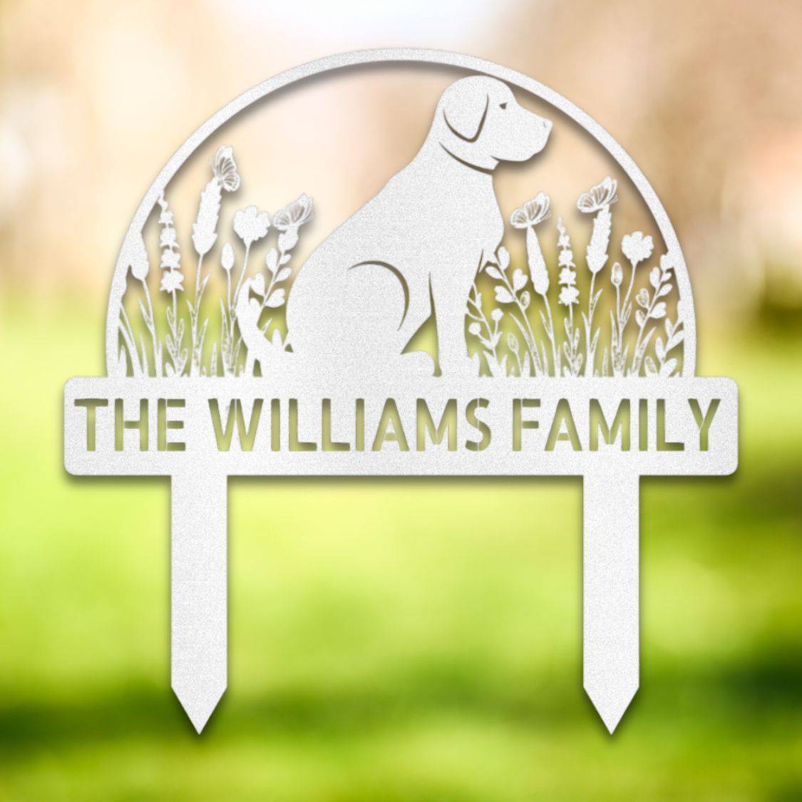 Personalized Yard Stake IV White | Barkhaus Metal Company