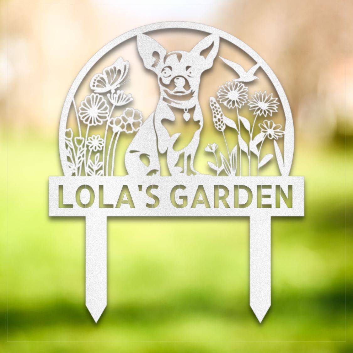 Personalized Yard Stake V White | Barkhaus Metal Company