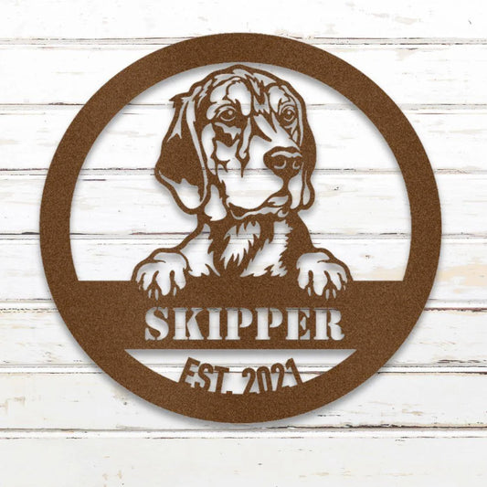 Beagle Personalized Metal Sign - Custom Dog Wall Art Silhouette in Copper - Custom Dog Wall Art