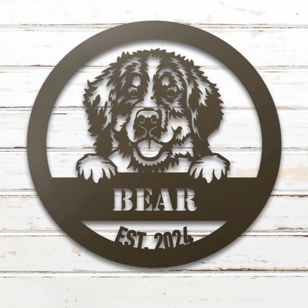 Bernese Mountain Dog Personalized Metal Sign - Custom Dog Wall Art Silhouette in Stone - Custom Dog Wall Art