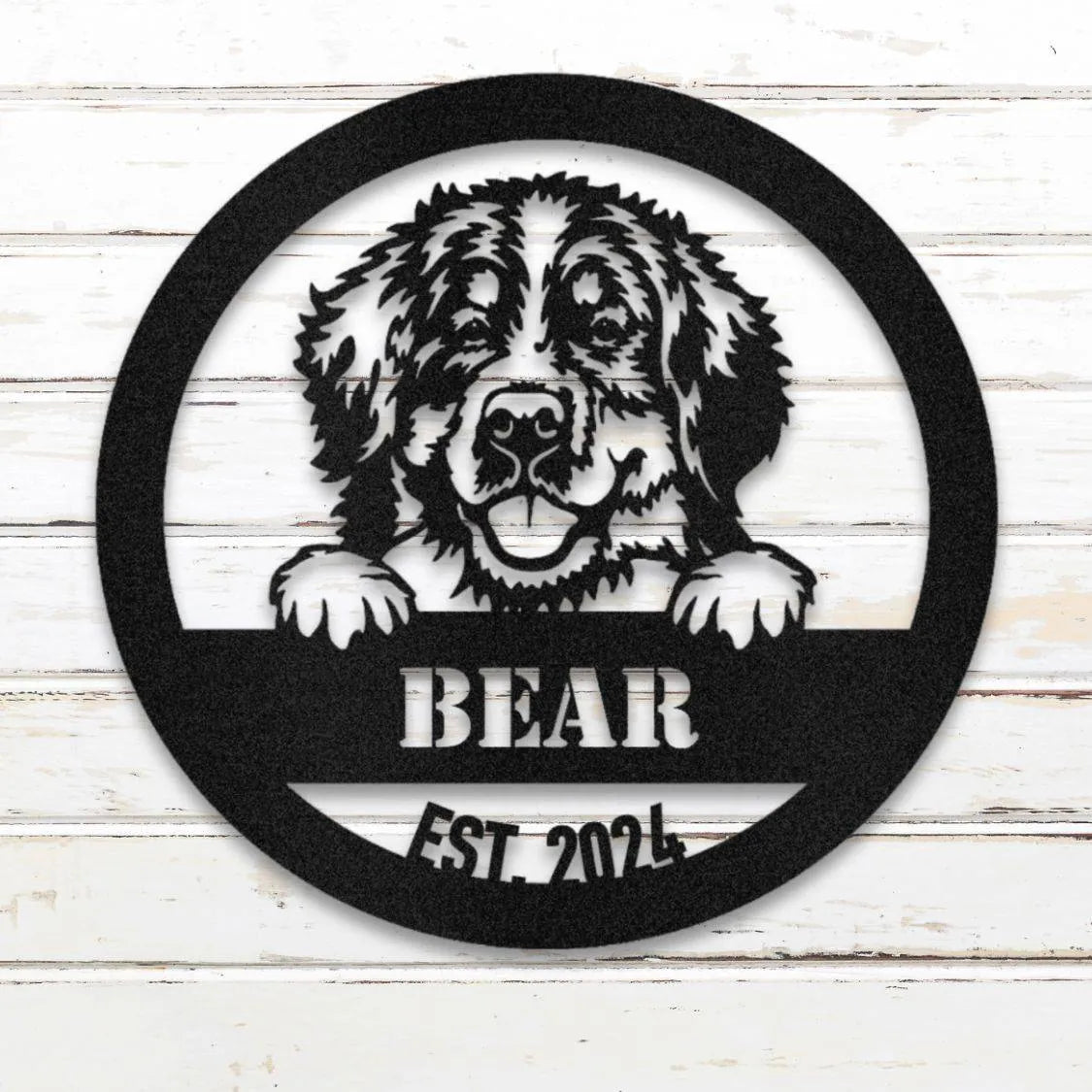 Bernese Mountain Dog Personalized Metal Sign - Custom Dog Wall Art Silhouette in Black - Custom Dog Wall Art