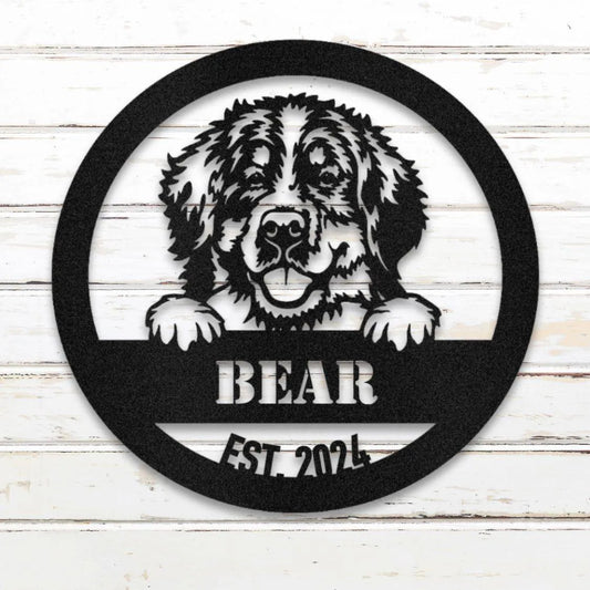 Bernese Mountain Dog Personalized Metal Sign - Custom Dog Wall Art Silhouette in Black - Custom Dog Wall Art