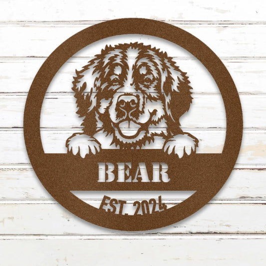 Bernese Mountain Dog Personalized Metal Sign - Custom Dog Wall Art Silhouette in Copper - Custom Dog Wall Art