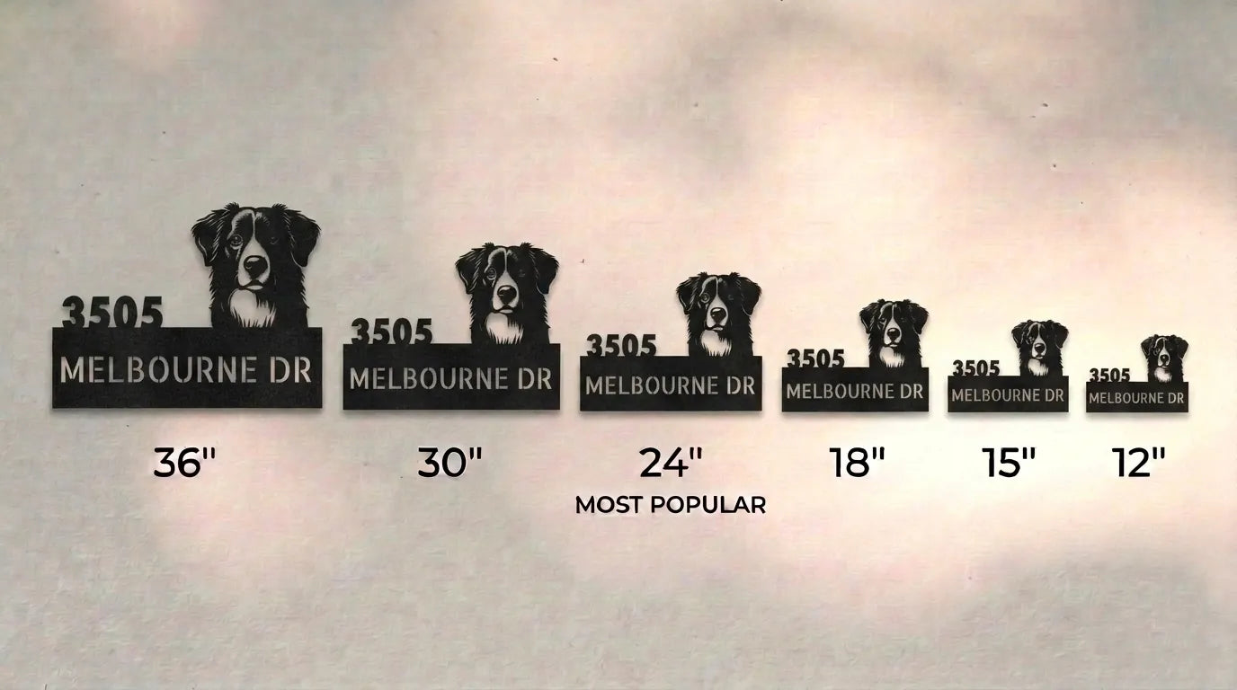 Border Collie Personalized Metal House Number Sign Silhouette in - Custom Dog Wall Art
