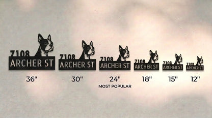 Boston Terrier Personalized Metal House Number Sign Silhouette in - Custom Dog Wall Art