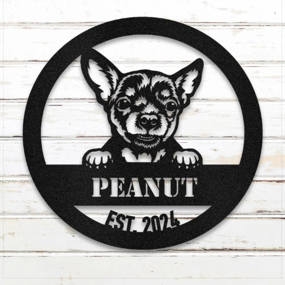 Chihuahua Personalized Metal Sign - Custom Dog Wall Art Silhouette in Black - Custom Dog Wall Art