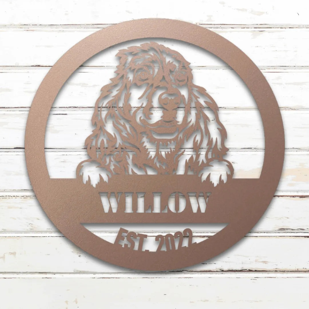 Cocker Spaniel Personalized Metal Sign - Custom Dog Wall Art Silhouette in Rose - Custom Dog Wall Art