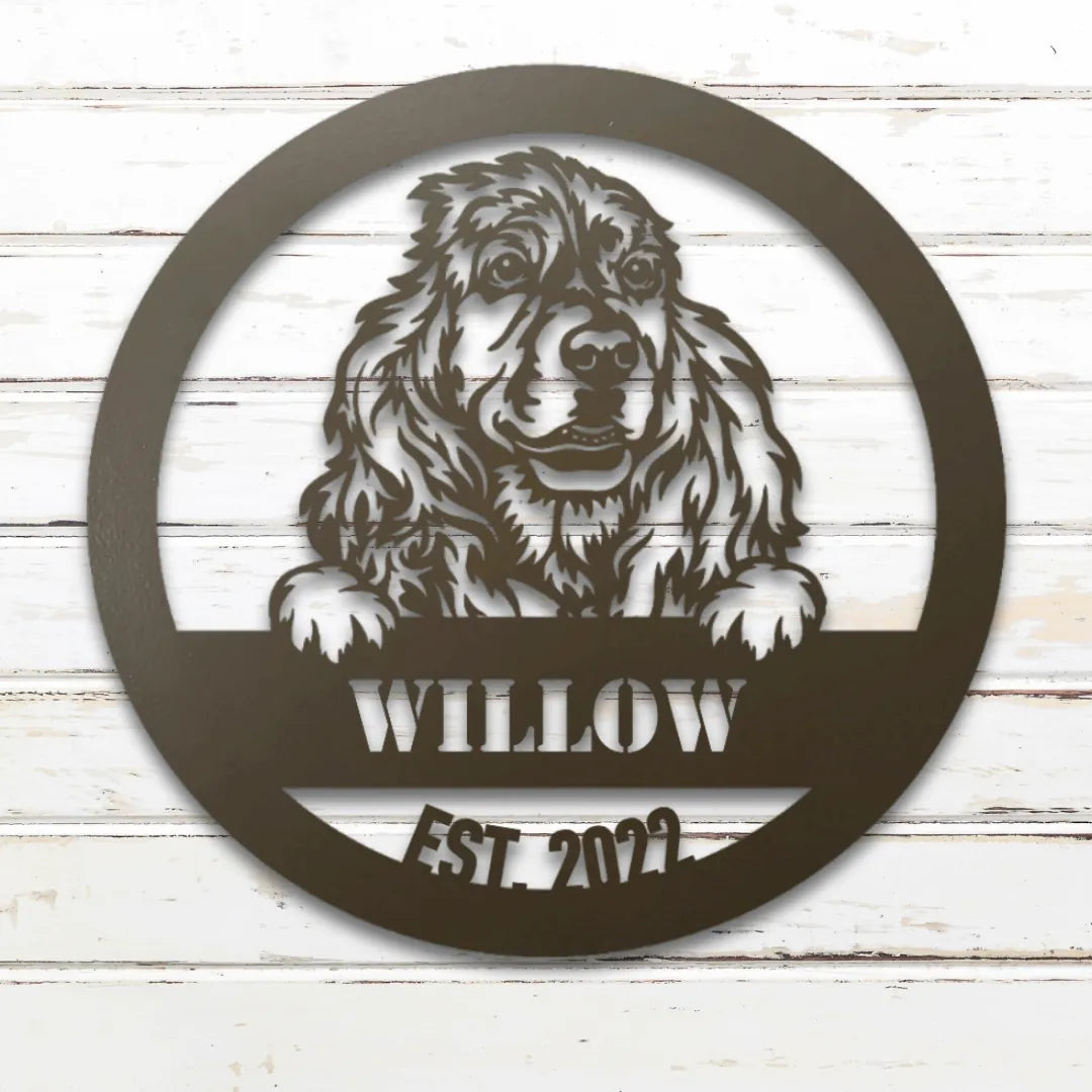 Cocker Spaniel Personalized Metal Sign - Custom Dog Wall Art Silhouette in Stone - Custom Dog Wall Art