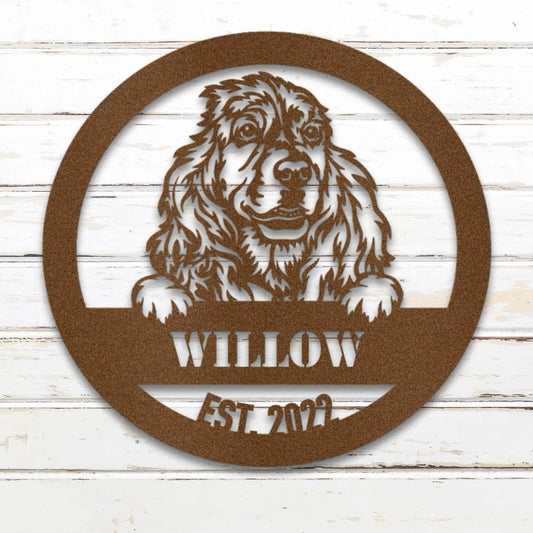 Cocker Spaniel Personalized Metal Sign - Custom Dog Wall Art Silhouette in Copper - Custom Dog Wall Art