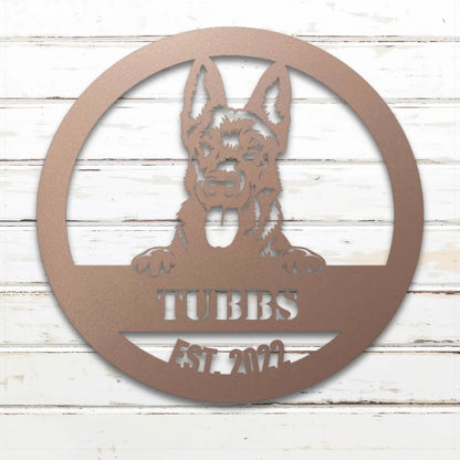 Dutch Shepherd Personalized Metal Sign - Custom Dog Wall Art Silhouette in Rose - Custom Dog Wall Art