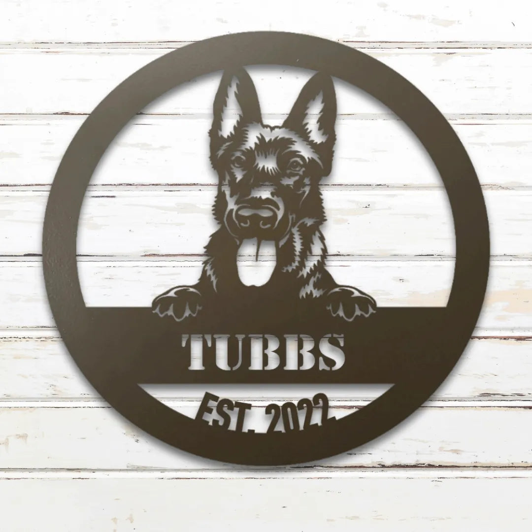 Dutch Shepherd Personalized Metal Sign - Custom Dog Wall Art Silhouette in Stone - Custom Dog Wall Art