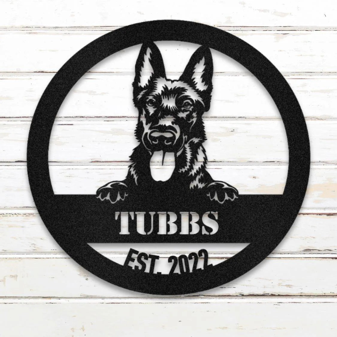 Dutch Shepherd Personalized Metal Sign - Custom Dog Wall Art Silhouette in Black - Custom Dog Wall Art