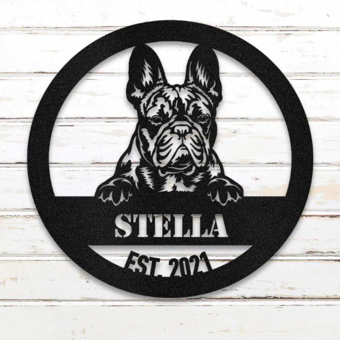 French Bulldog Personalized Metal Sign - Custom Dog Wall Art Silhouette in Black - Custom Dog Wall Art