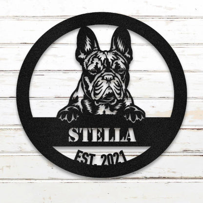French Bulldog Personalized Metal Sign - Custom Dog Wall Art Silhouette in Black - Custom Dog Wall Art