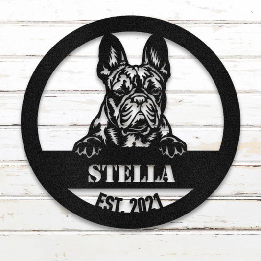 French Bulldog Personalized Metal Sign - Custom Dog Wall Art Silhouette in Black - Custom Dog Wall Art