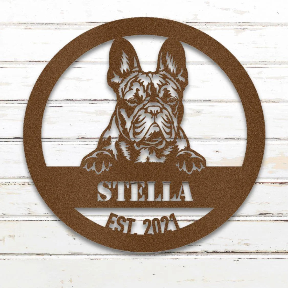 French Bulldog Personalized Metal Sign - Custom Dog Wall Art Silhouette in Copper - Custom Dog Wall Art