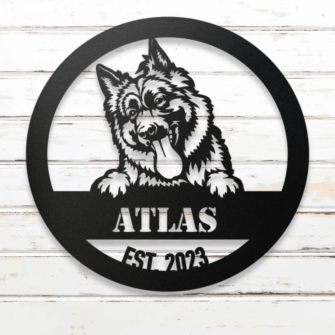 German Shepherd Personalized Metal Sign - Custom Dog Wall Art Silhouette in Black - Custom Dog Wall Art