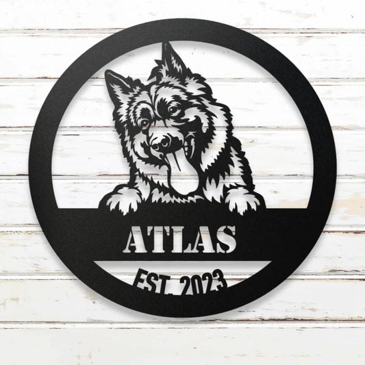 German Shepherd Personalized Metal Sign - Custom Dog Wall Art Silhouette in Black - Custom Dog Wall Art