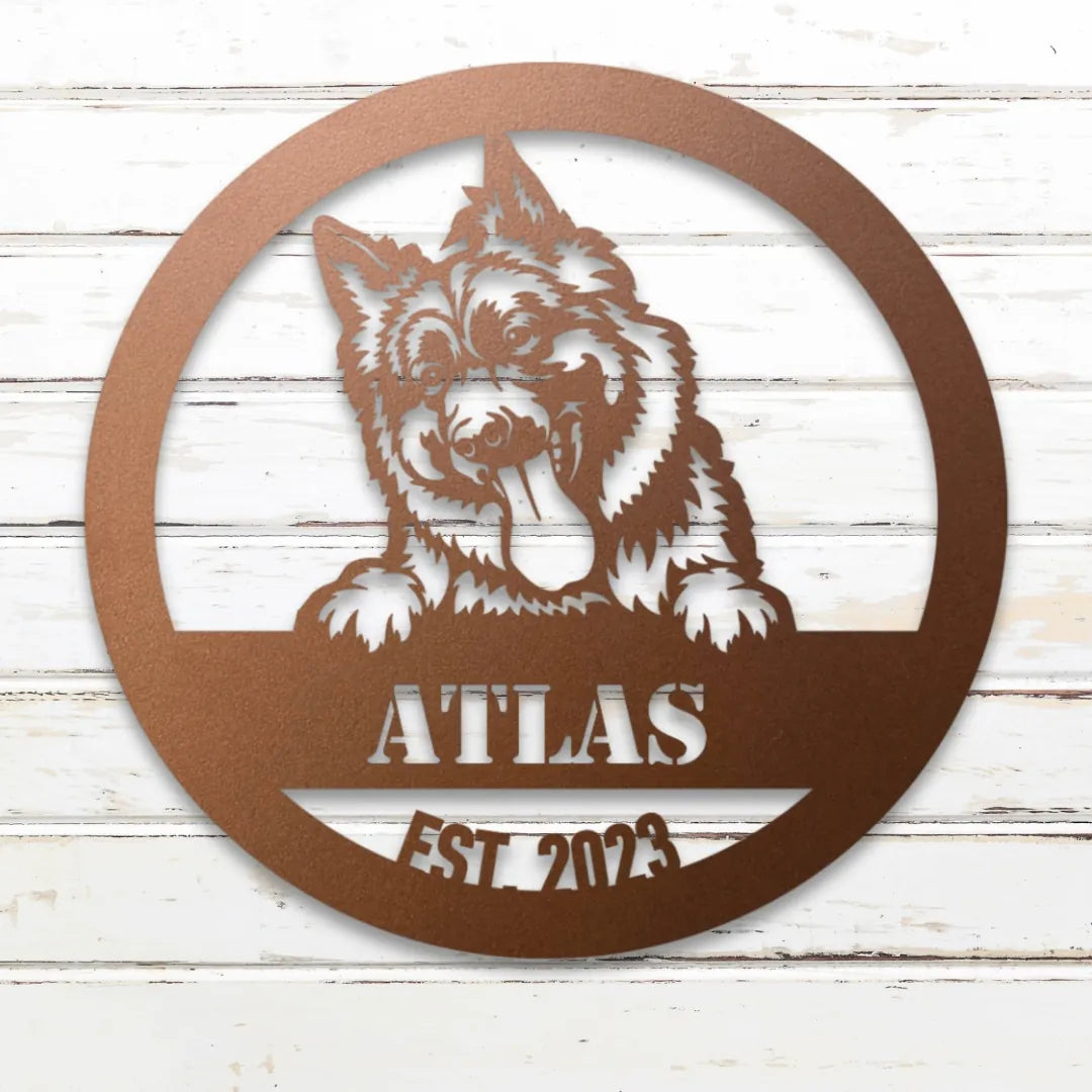 German Shepherd Personalized Metal Sign - Custom Dog Wall Art Silhouette in Copper - Custom Dog Wall Art