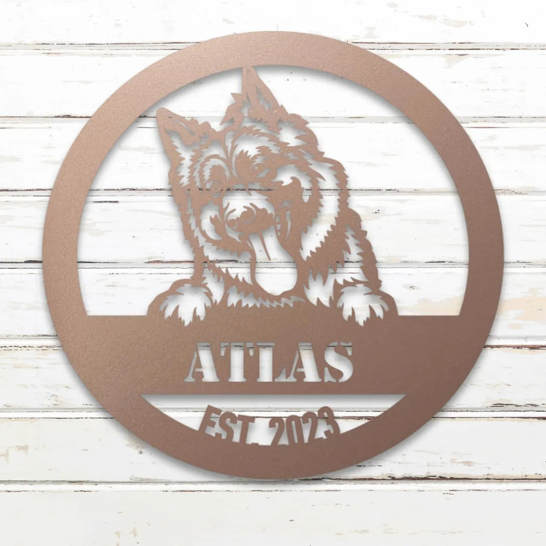 German Shepherd Personalized Metal Sign - Custom Dog Wall Art Silhouette in Rose - Custom Dog Wall Art